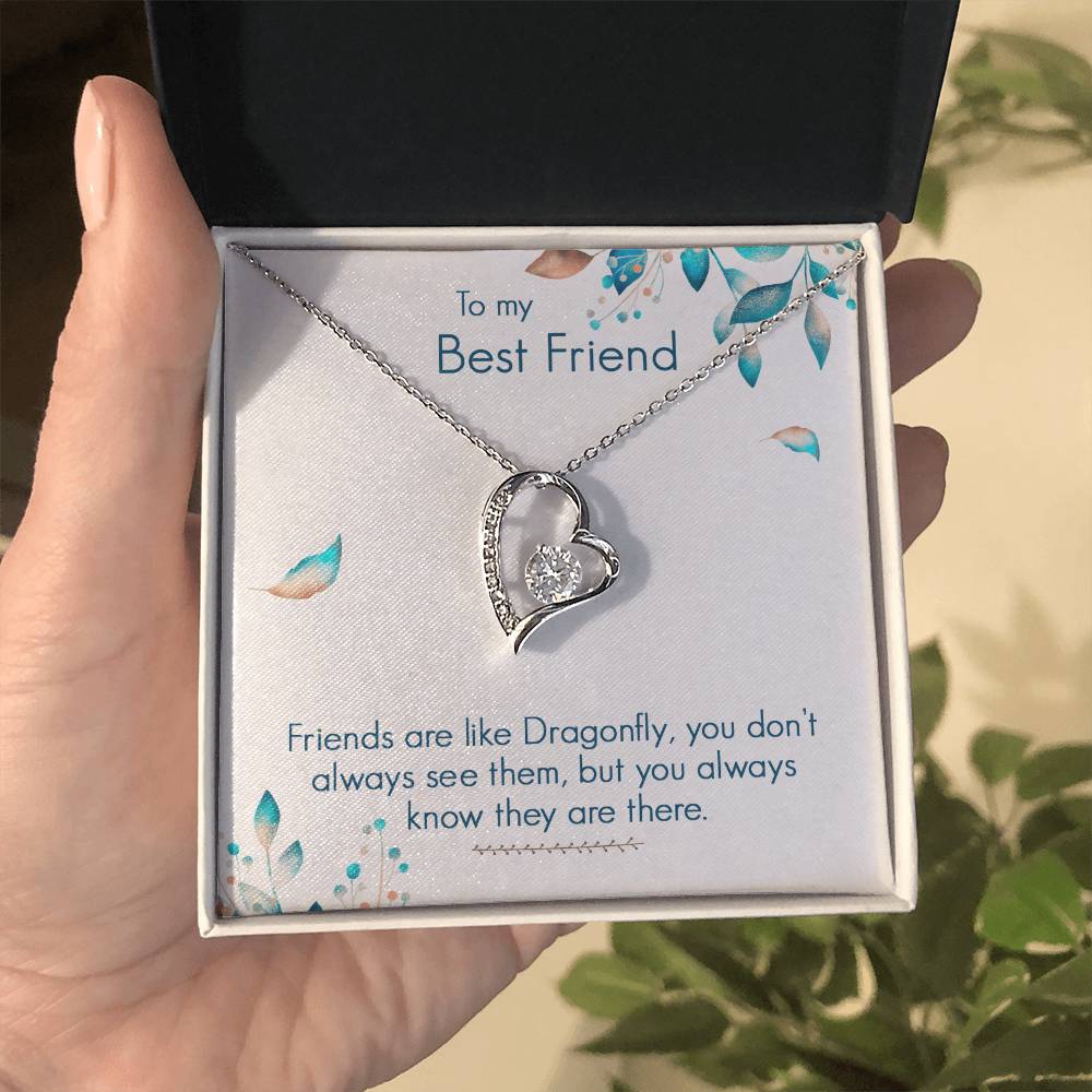 To My Best Friend Necklace Gift, Forever Love Heart Necklace 14K White Gold and 18K Yellow Gold- Perfect for Birthday, Christmas, Graduation