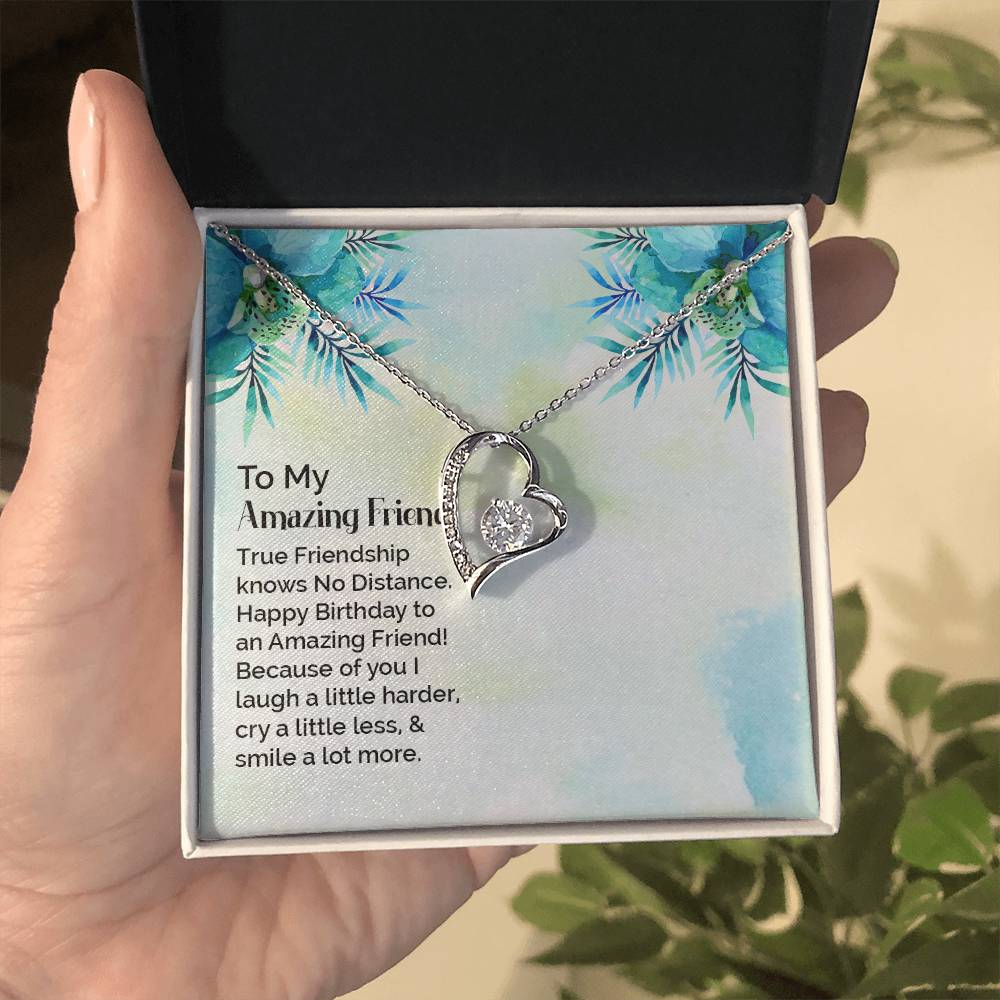 To My Best Friend Necklace Gift, Forever Love Heart Necklace 14K White Gold and 18K Yellow Gold- Perfect for Birthday, Christmas, Graduation