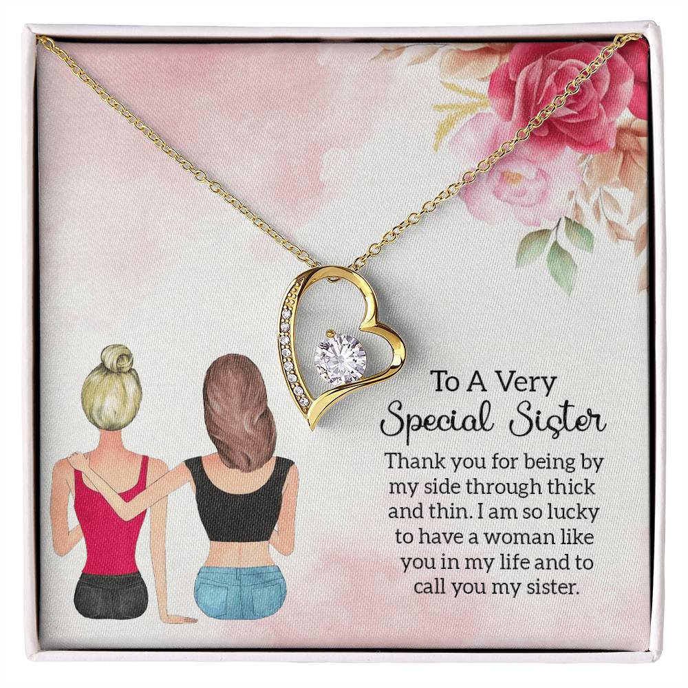To my Unbiological Sister Best friend Gift. Forever love Heart Necklace 14k White Gold and 18K Yellow Gold, Friendship gifts for Birthday, Christmas