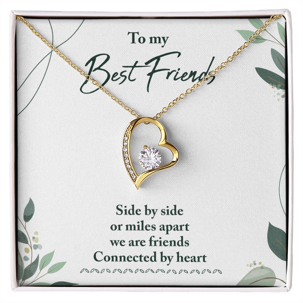 To My Best Friend Necklace Gift, Forever Love Heart Necklace 14K White Gold and 18K Yellow Gold- Perfect for Birthday, Christmas, Graduation