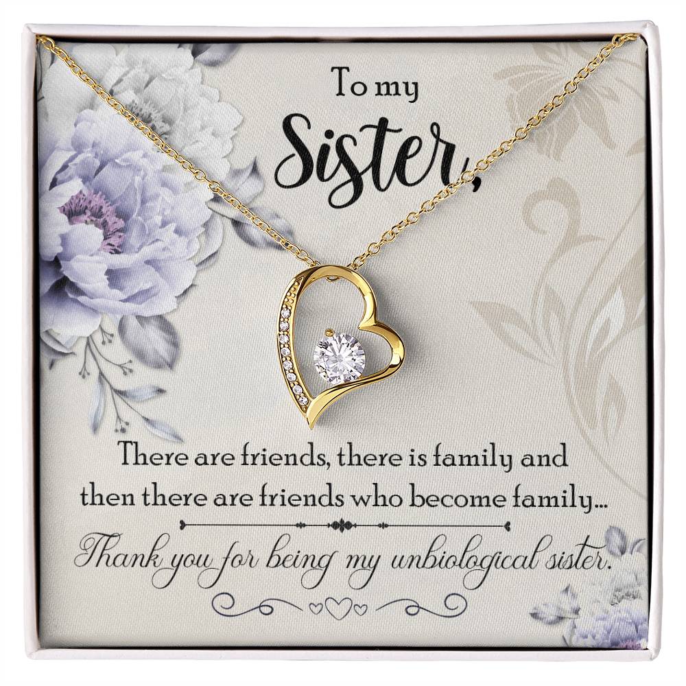 To my Unbiological Sister Best friend Gift. Forever love Heart Necklace 14k White Gold and 18K Yellow Gold, Friendship gifts for Birthday, Christmas