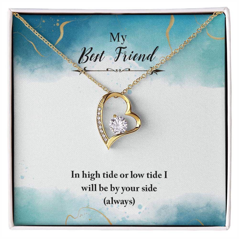 To My Best Friend Necklace Gift, Forever Love Heart Necklace 14K White Gold and 18K Yellow Gold- Perfect for Birthday, Christmas, Graduation