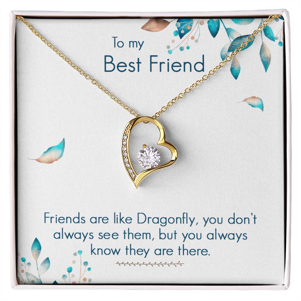 To My Best Friend Necklace Gift, Forever Love Heart Necklace 14K White Gold and 18K Yellow Gold- Perfect for Birthday, Christmas, Graduation