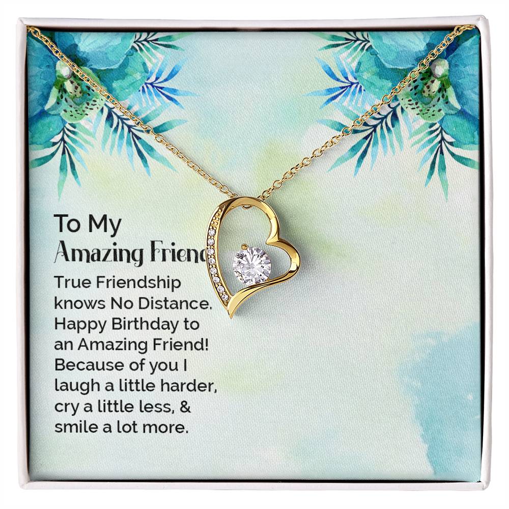 To My Best Friend Necklace Gift, Forever Love Heart Necklace 14K White Gold and 18K Yellow Gold- Perfect for Birthday, Christmas, Graduation