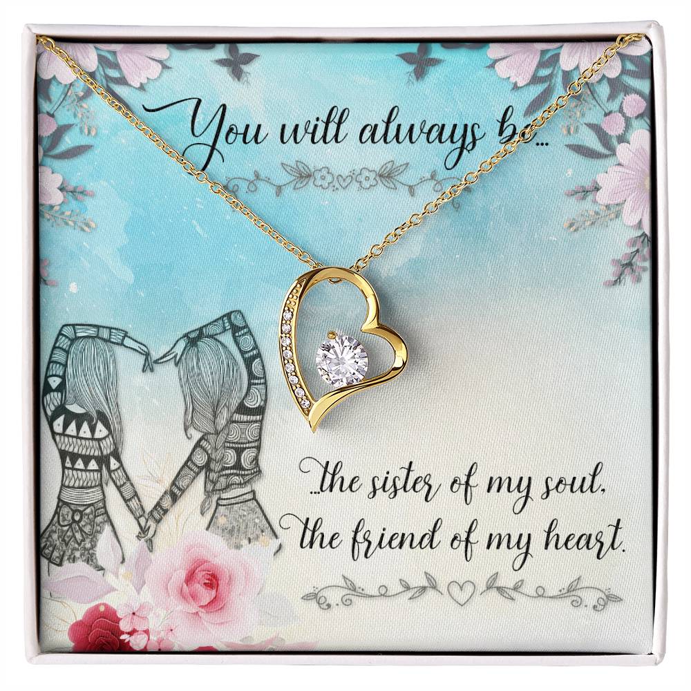 To my Unbiological Sister Best friend Gift. Forever love Heart Necklace 14k White Gold and 18K Yellow Gold, Friendship gifts for Birthday, Christmas
