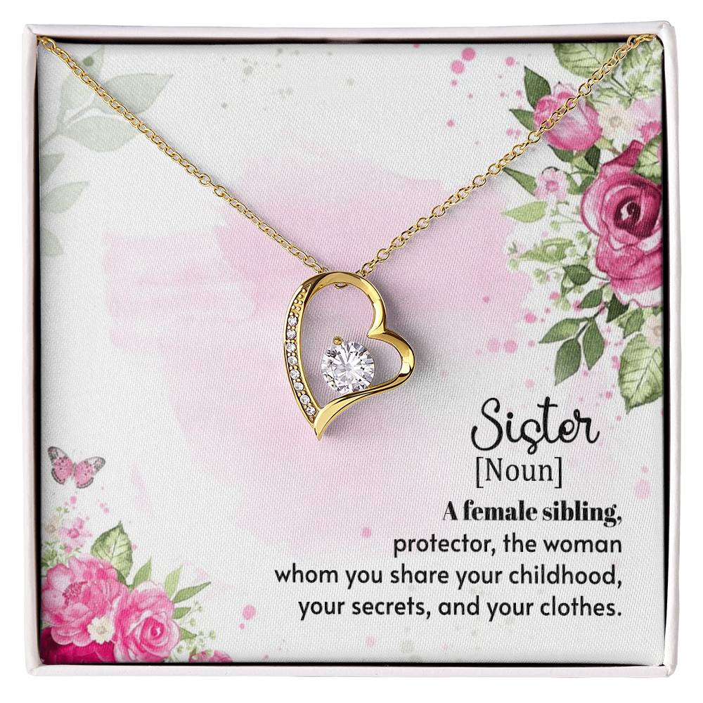To my Sister Necklace, Heart 14K White Gold and 18K Yellow Gold, Gift for Birthday, Wedding, Christmas