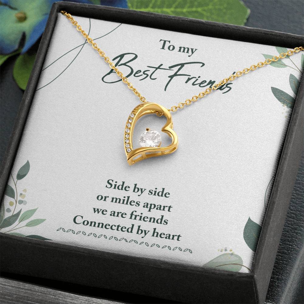 To My Best Friend Necklace Gift, Forever Love Heart Necklace 14K White Gold and 18K Yellow Gold- Perfect for Birthday, Christmas, Graduation