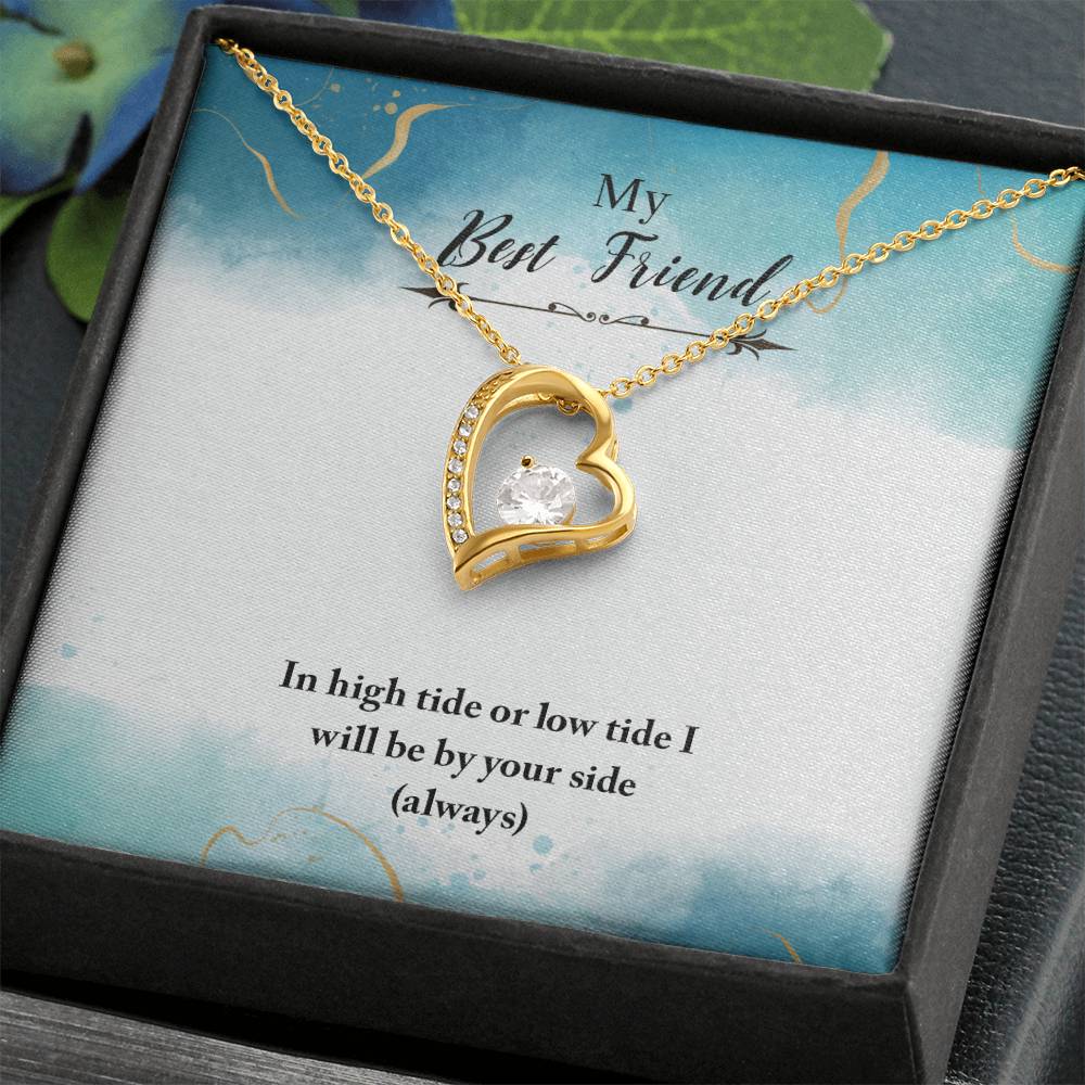 To My Best Friend Necklace Gift, Forever Love Heart Necklace 14K White Gold and 18K Yellow Gold- Perfect for Birthday, Christmas, Graduation