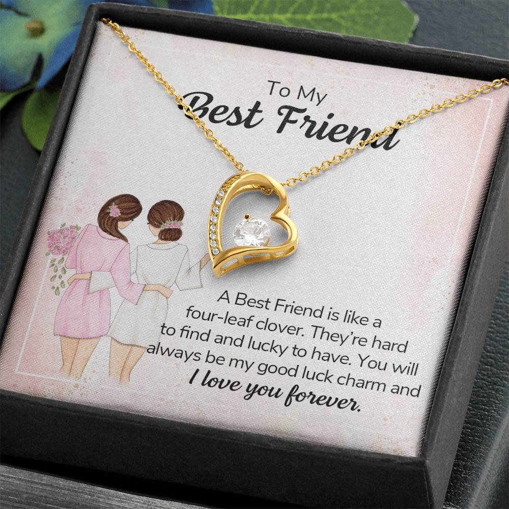 To My Best Friend Necklace Gift, Forever Love Heart Necklace 14K White Gold and 18K Yellow Gold- Perfect for Birthday, Christmas, Graduation