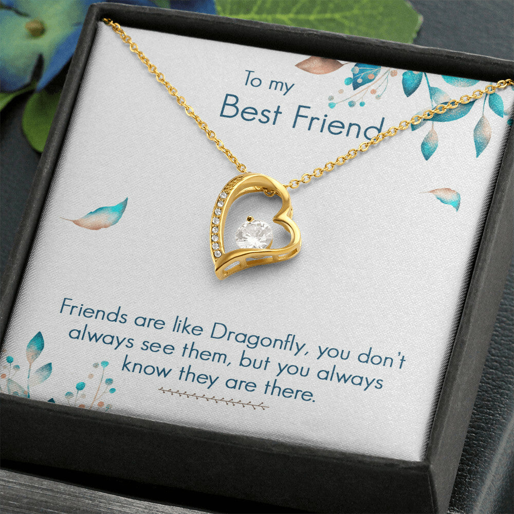 To My Best Friend Necklace Gift, Forever Love Heart Necklace 14K White Gold and 18K Yellow Gold- Perfect for Birthday, Christmas, Graduation