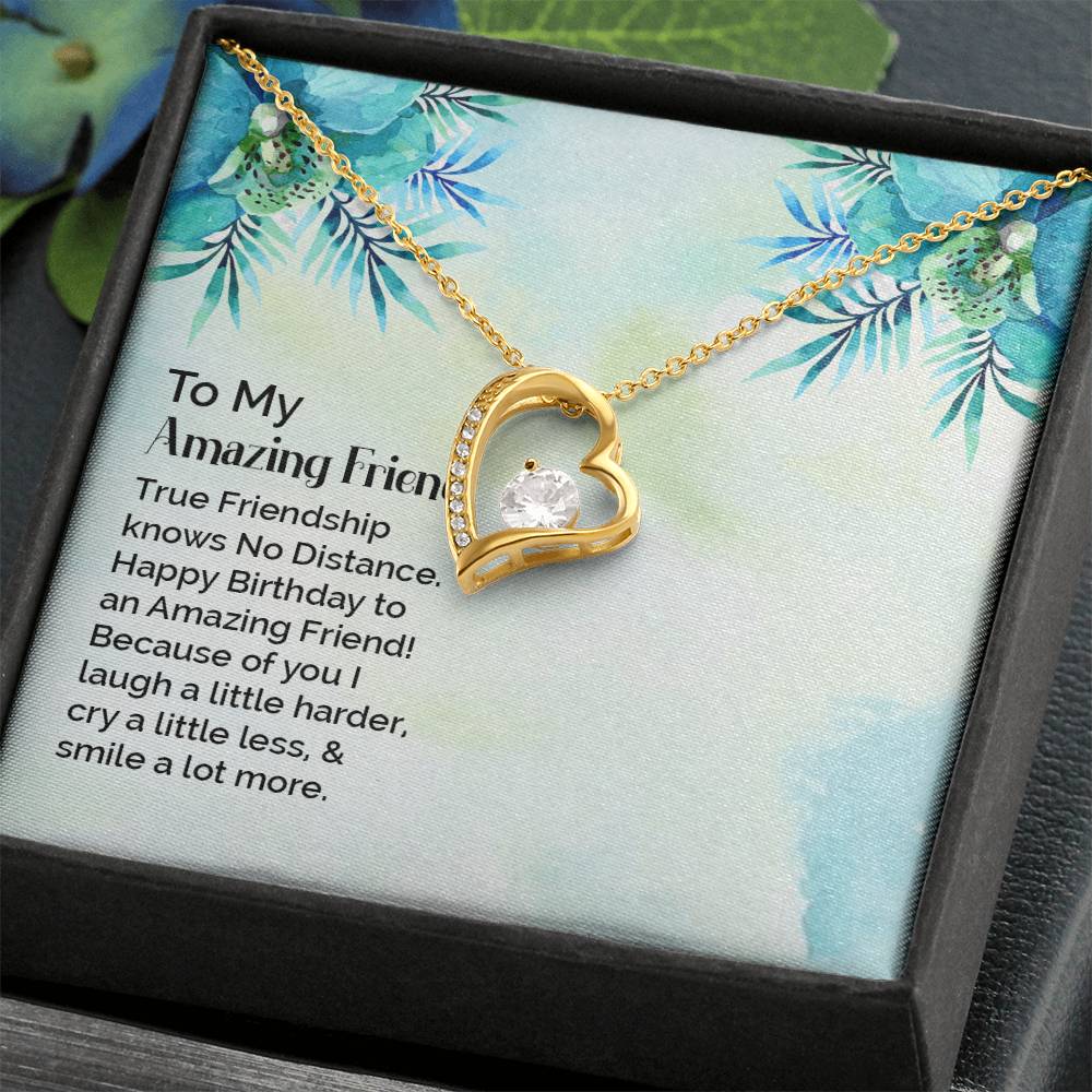 To My Best Friend Necklace Gift, Forever Love Heart Necklace 14K White Gold and 18K Yellow Gold- Perfect for Birthday, Christmas, Graduation