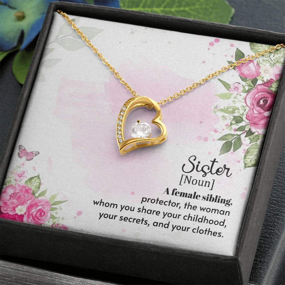 To my Sister Necklace, Heart 14K White Gold and 18K Yellow Gold, Gift for Birthday, Wedding, Christmas