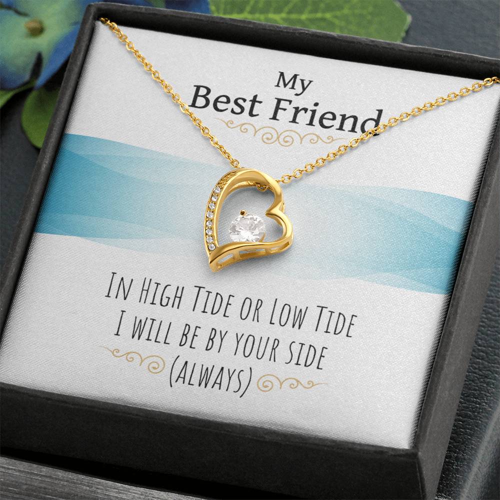To my Best friend Gift. Forever love Heart Necklace 14k White Gold and 18K Yellow Gold, Friendship gifts for Birthday, Christmas