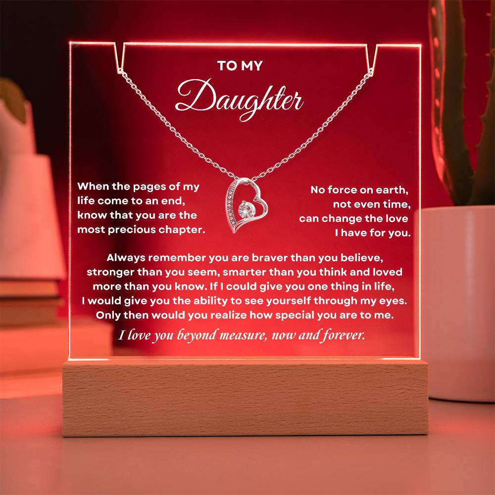 Daughter, You are the most precious chapter, Necklace and Plaque Bundle