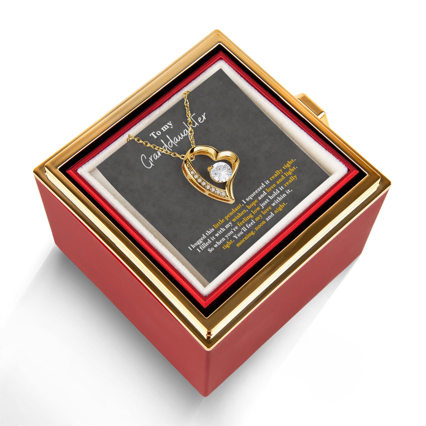 To my Granddaughter necklace from Grandparents, Forever Love Pendant with Rotating Rose Box, Gift for Birthday, Valentines Day, Graduation, Christmas