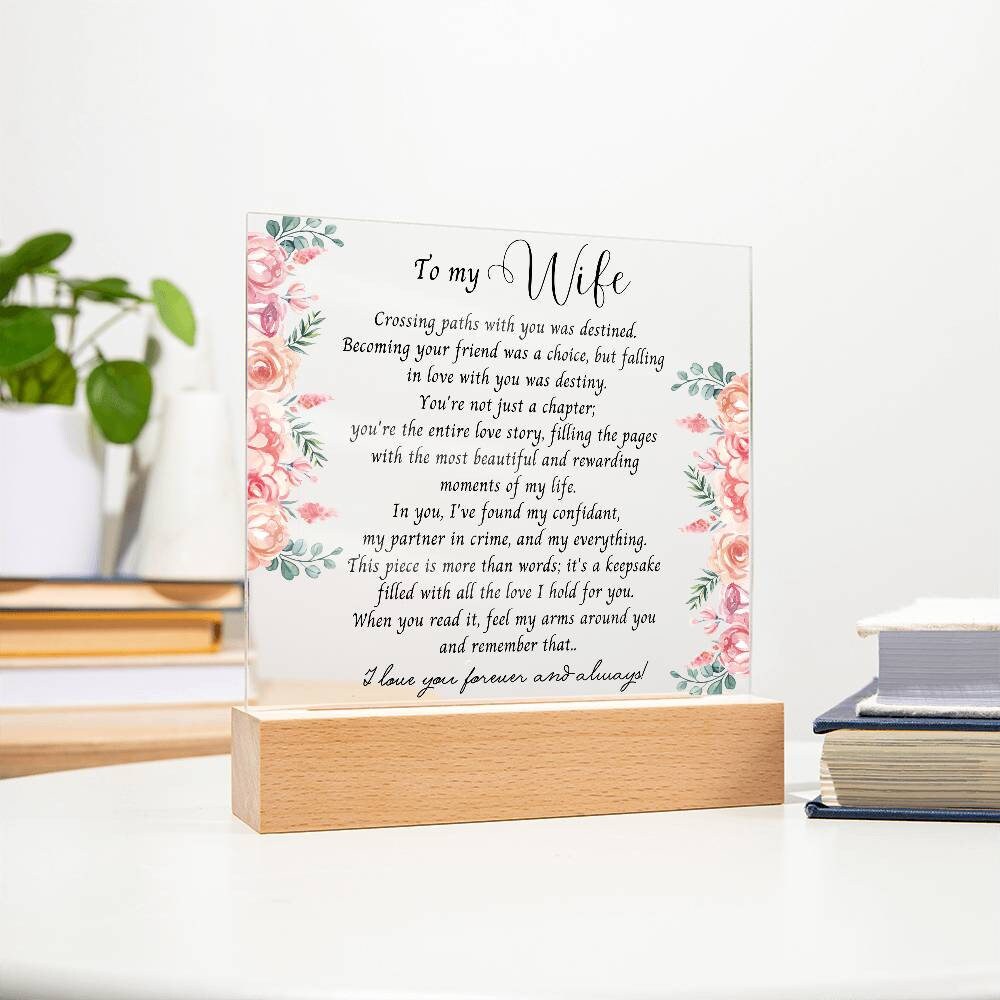 To my Wife Acrylic Plaque, Valentines day gift for her, Anniversary gift, Soulmate Birthday gift Sentimental poem wedding gift from husband