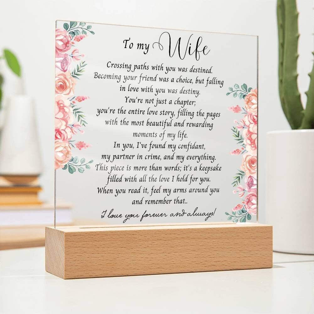 To my Wife Acrylic Plaque, Valentines day gift for her, Anniversary gift, Soulmate Birthday gift Sentimental poem wedding gift from husband