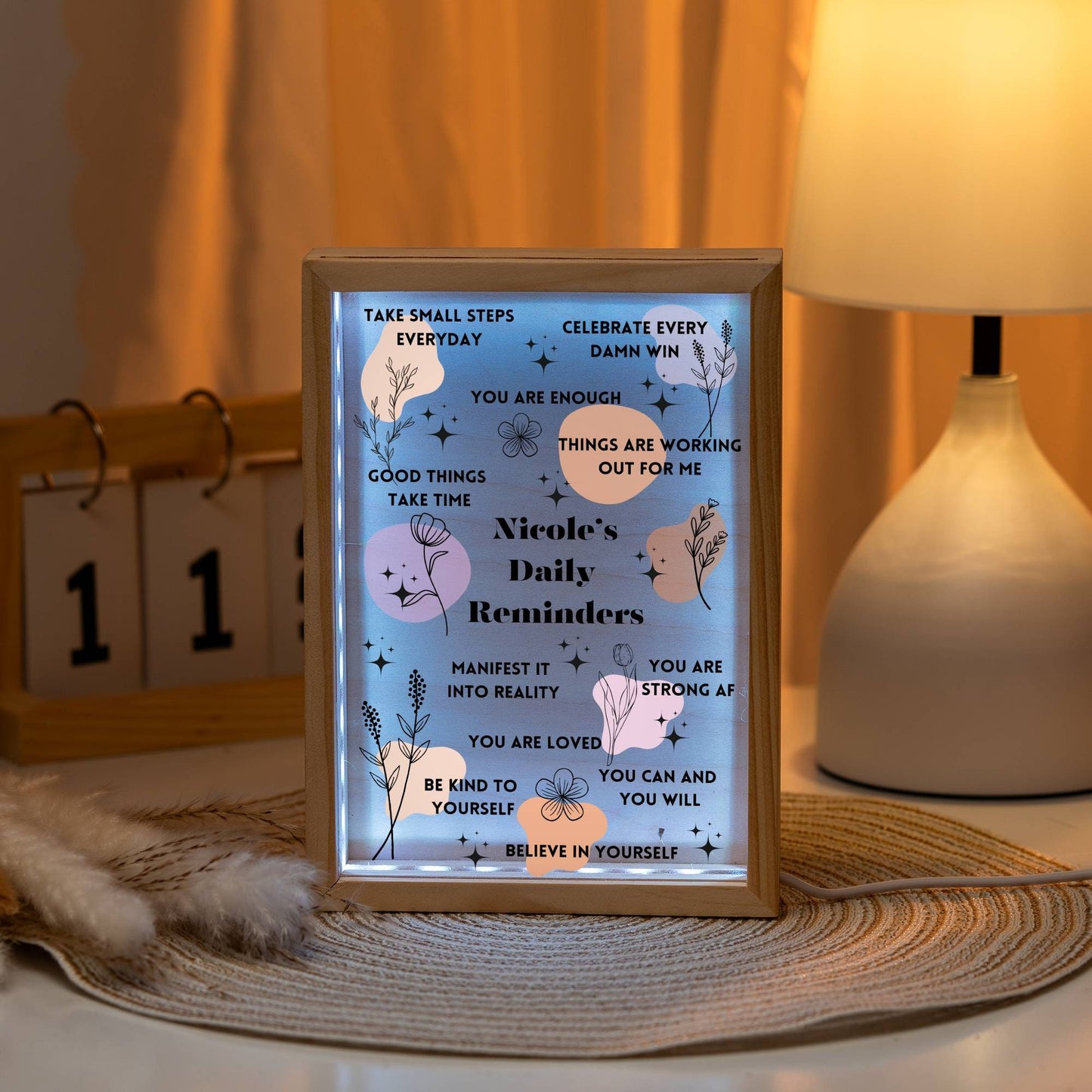Personalized Manifesting Gifts for her, Custom Acrylic Night light , Daily Reminders Affirmations Motivation gift Mental health gift Plaque