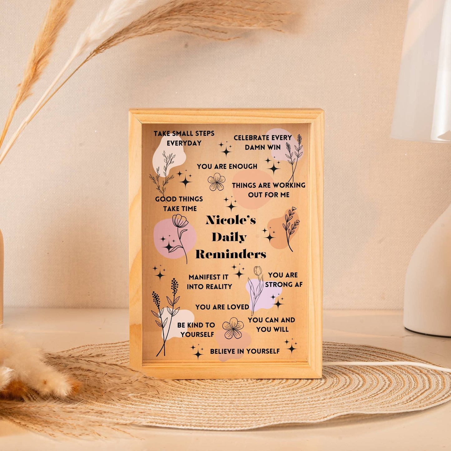 Personalized Manifesting Gifts for her, Custom Acrylic Night light , Daily Reminders Affirmations Motivation gift Mental health gift Plaque