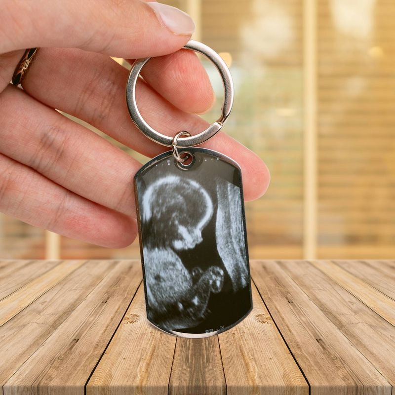 Personalized Gift for Expecting Dad Keychain, Ultrasound Picture Keychain gift for Daddy, Fathers day Gift for New dad, Baby announcement
