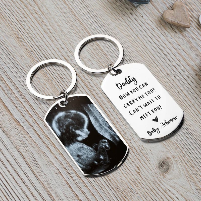 Personalized Gift for Expecting Dad Keychain, Ultrasound Picture Keychain gift for Daddy, Fathers day Gift for New dad, Baby announcement