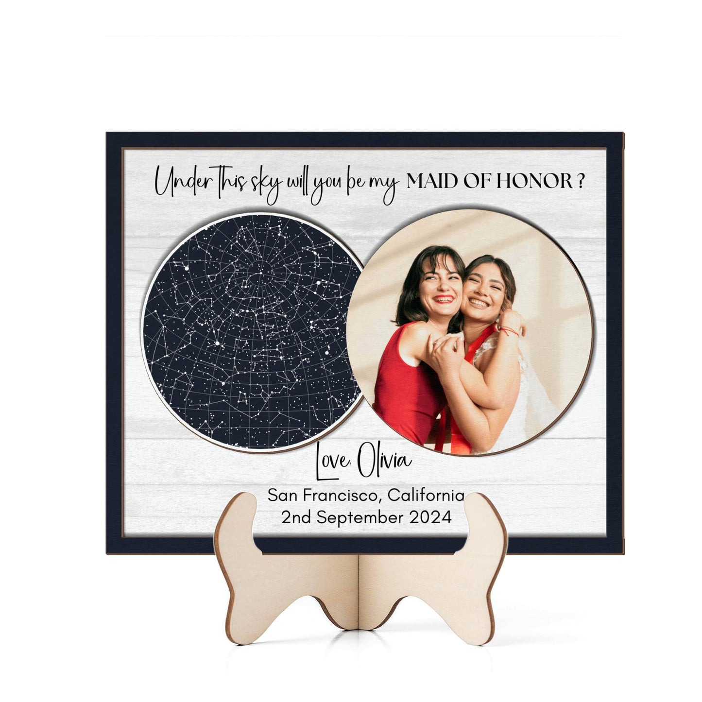 Will you be my Maid of Honor Proposal, Bridesmaid proposal ideas, Custom star map by date picture frame, Wedding gift from Bride, say I do