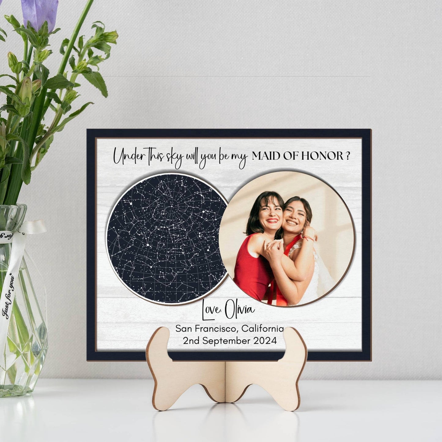 Will you be my Maid of Honor Proposal, Bridesmaid proposal ideas, Custom star map by date picture frame, Wedding gift from Bride, say I do