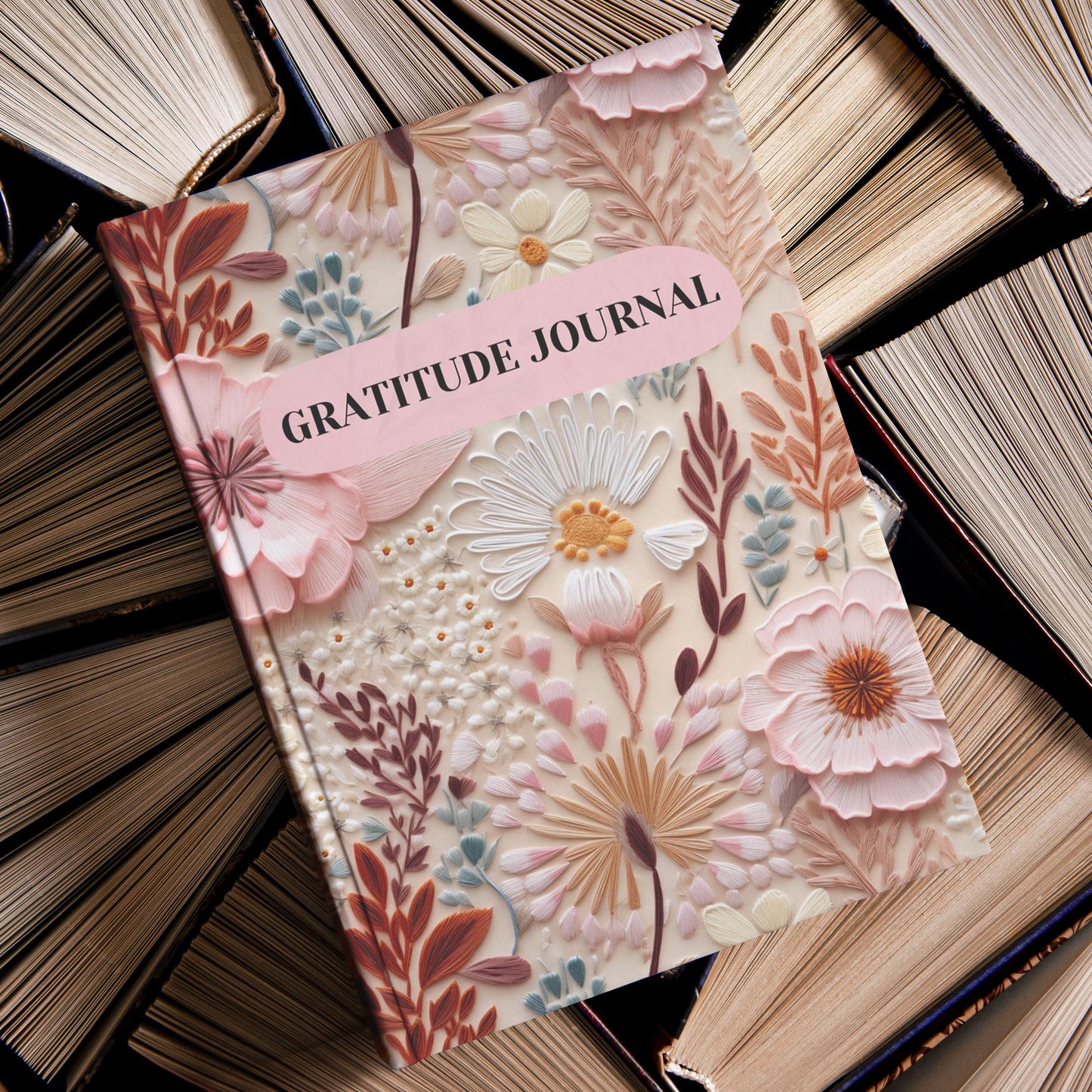 Wildflower Hardcover journal personalized, Gratitude Journal gift for women, Pink Floral Notebook for women, Christmas gift, Off to college