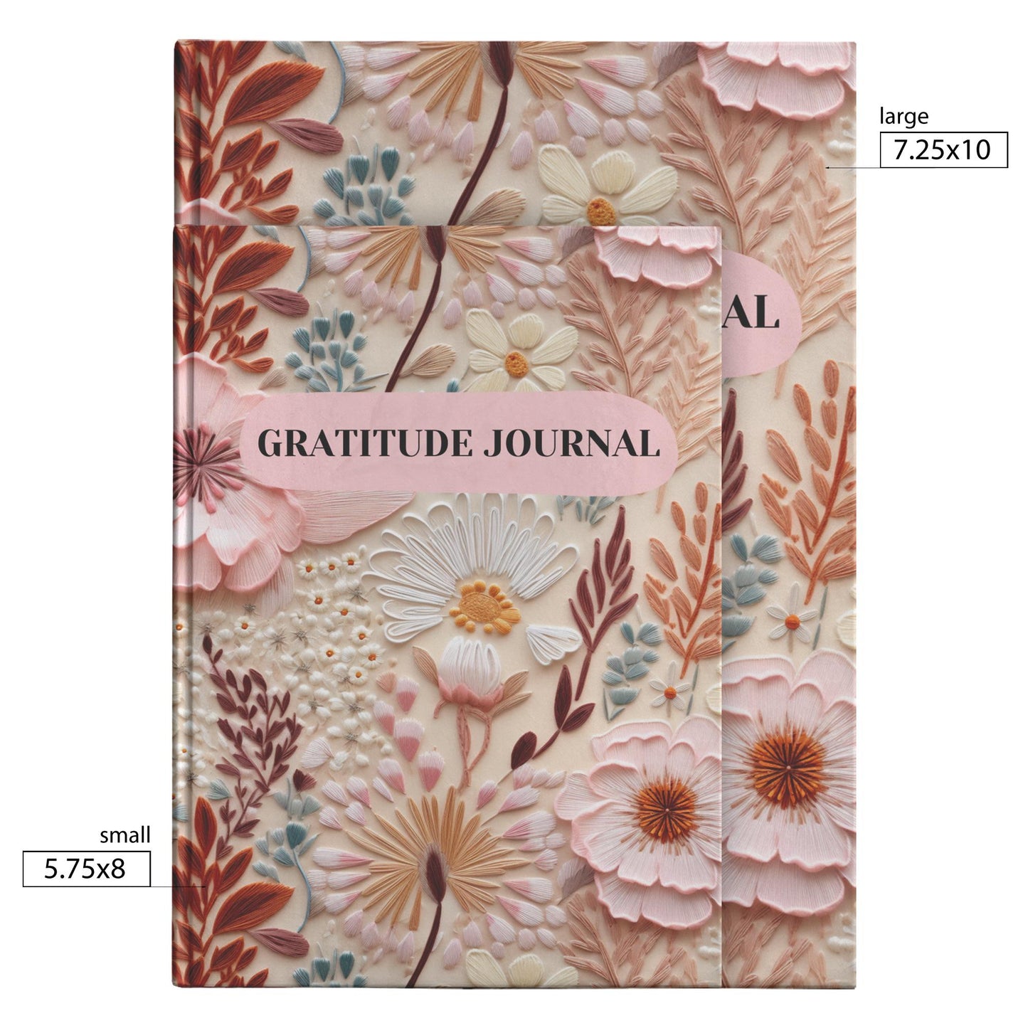 Wildflower Hardcover journal personalized, Gratitude Journal gift for women, Pink Floral Notebook for women, Christmas gift, Off to college