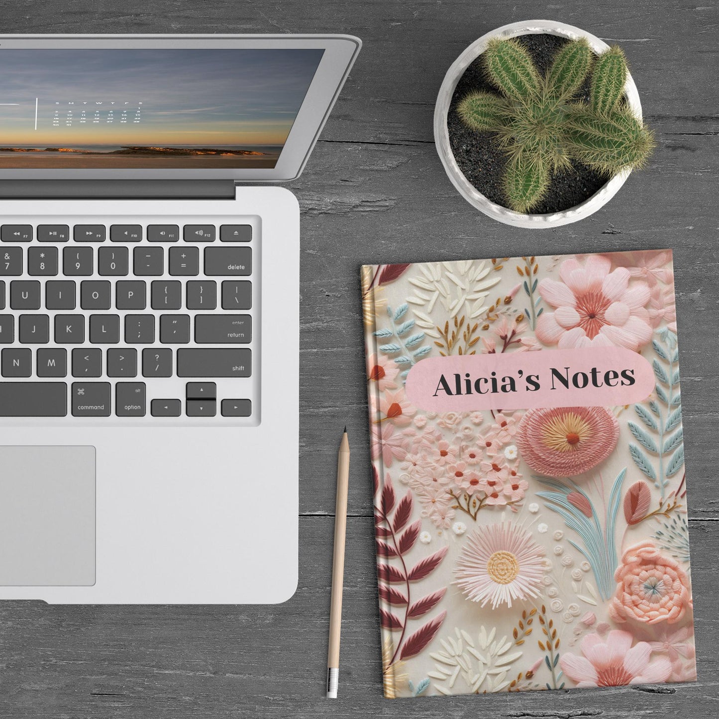 Wildflower Hardcover journal Personalized, Customized Notebook for women, Pink Floral Notebook for girls, Christmas gift Off to college gift