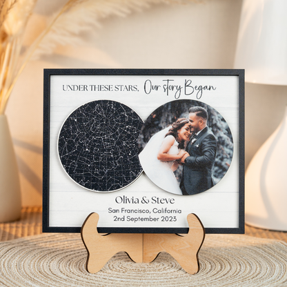 Custom Night Sky Picture frame, Star map gift for wedding and anniversary