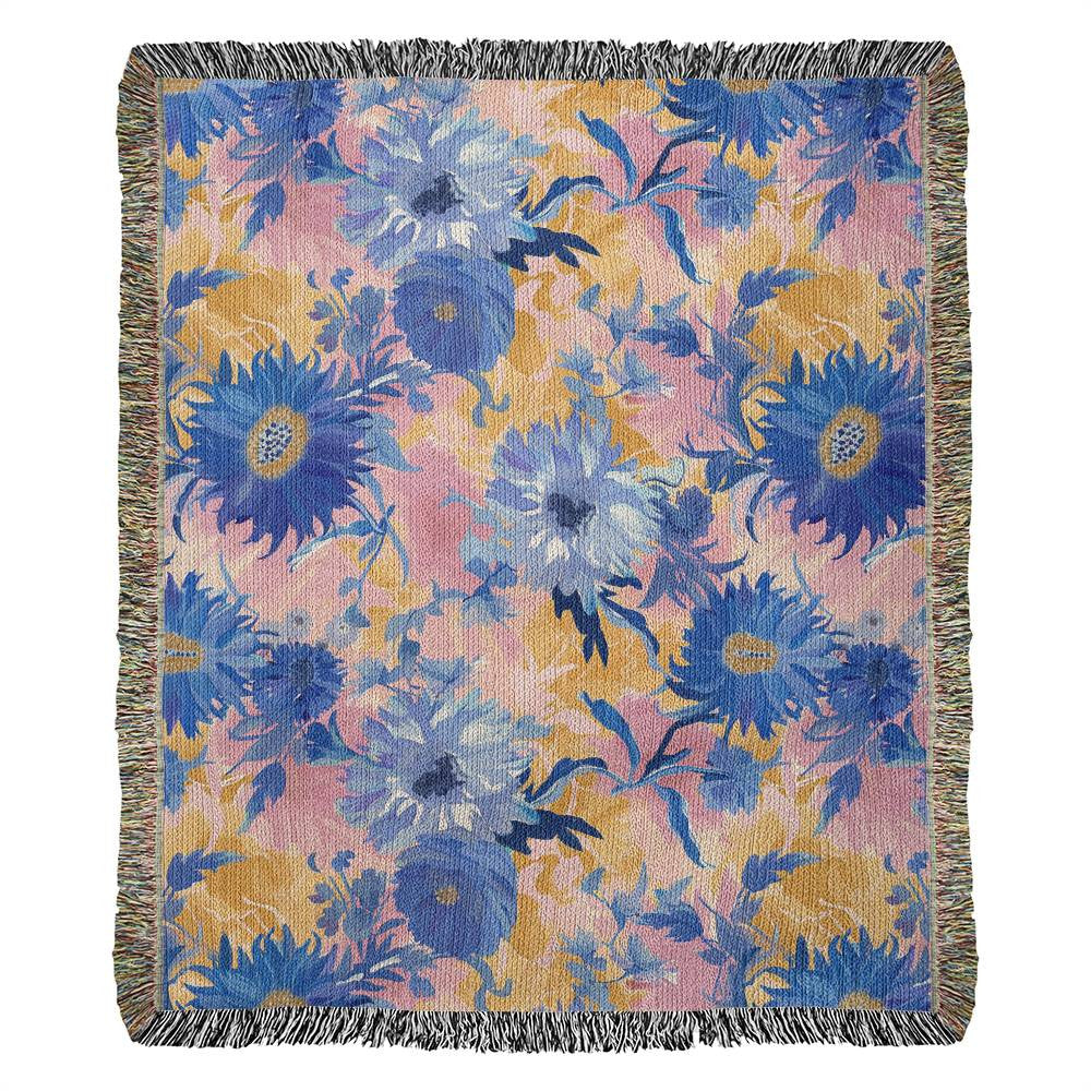 September aster Heirloom Artwork Woven Blanket (Portrait)