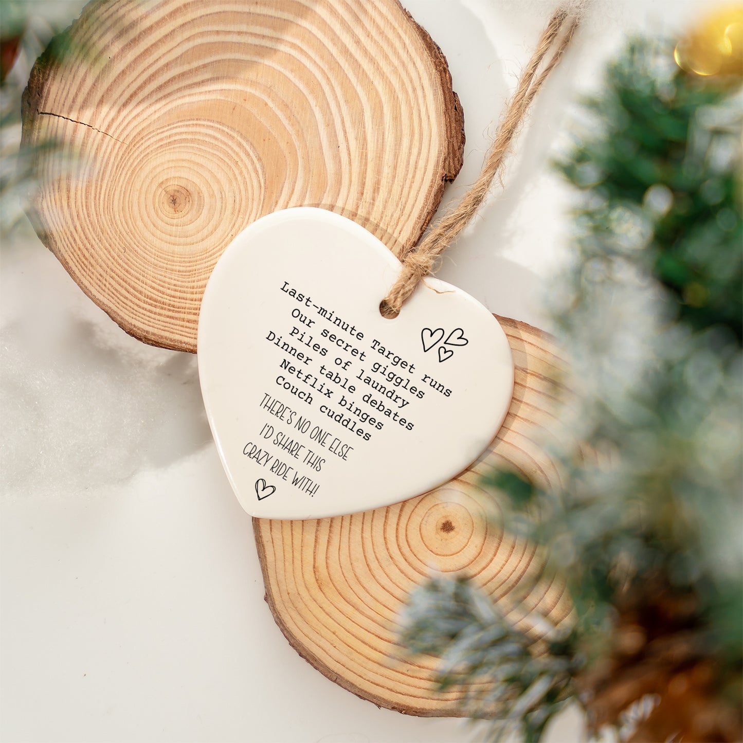 Funny Anniversary gifts for Husband Ceramic Heart Ornament, Gifts for Wife