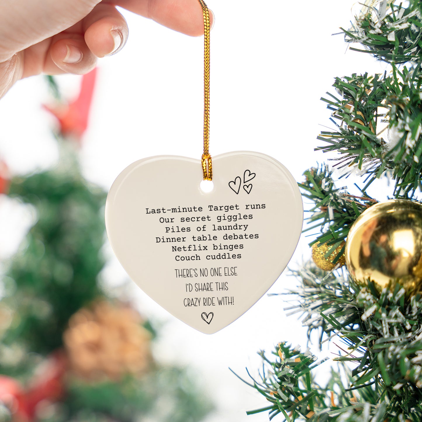 Funny Anniversary gifts for Husband Ceramic Heart Ornament, Gifts for Wife