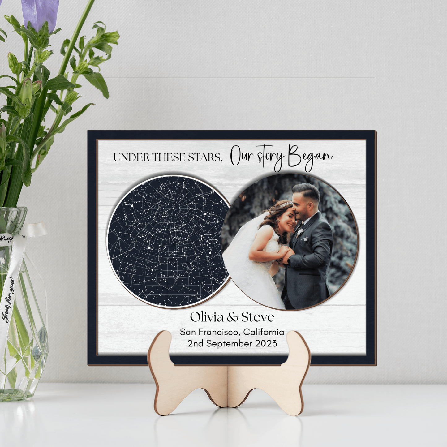 Custom Night Sky Picture frame, Star map gift for wedding and anniversary