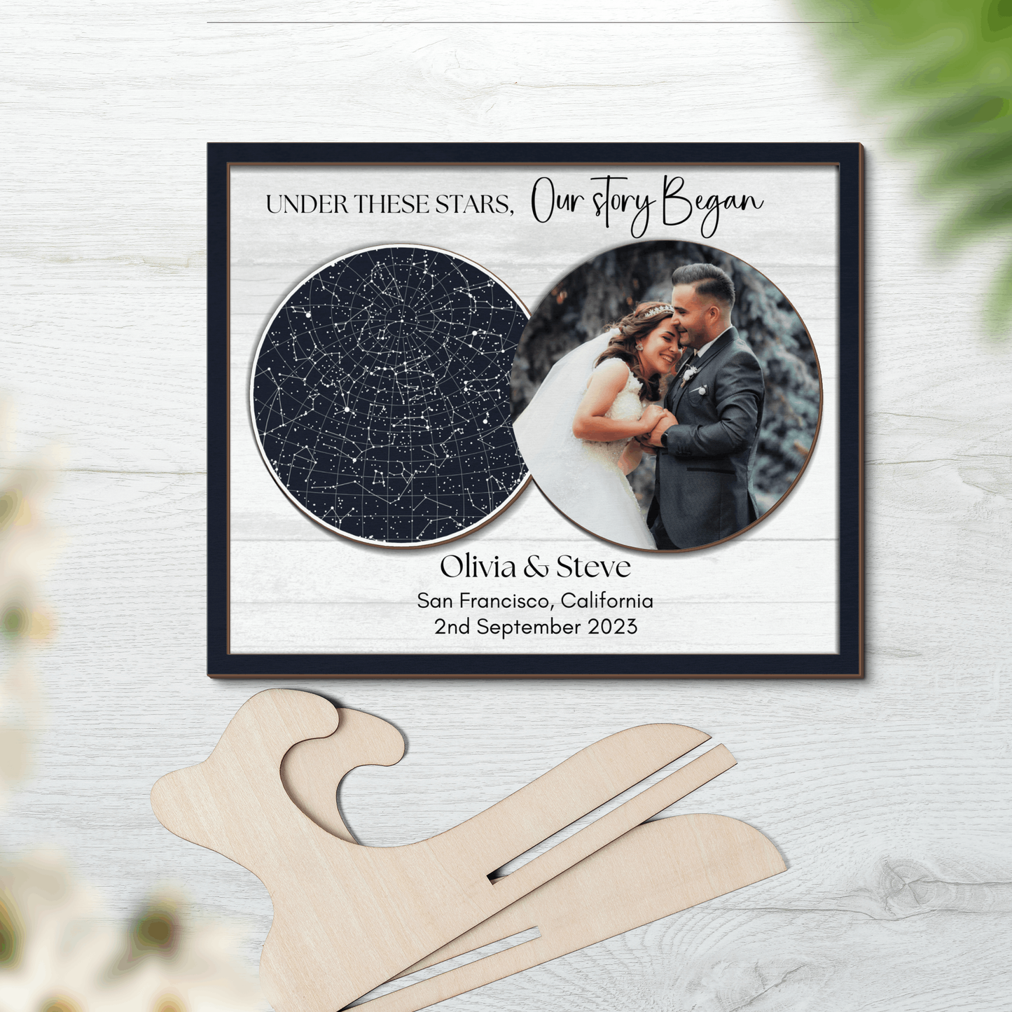 Custom Night Sky Picture frame, Star map gift for wedding and anniversary