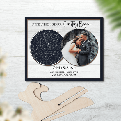 Custom Night Sky Picture frame, Star map gift for wedding and anniversary