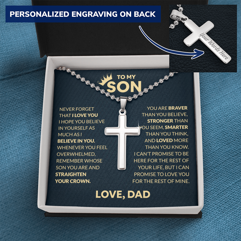 To my Son Engraved Cross
