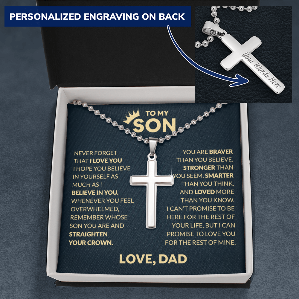 To my Son Engraved Cross