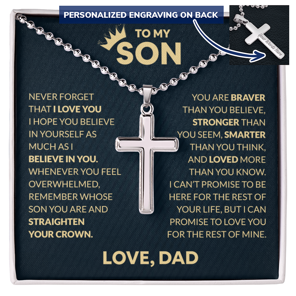 To my Son Engraved Cross