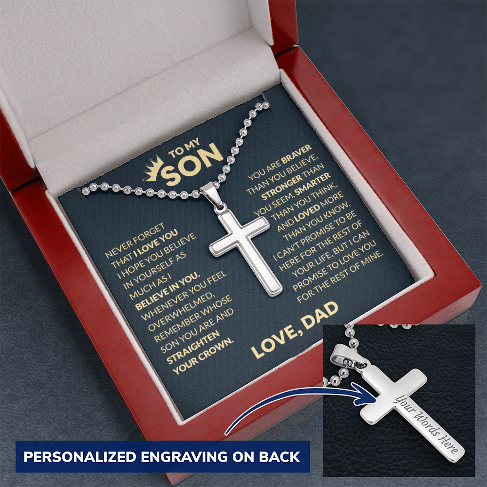 To my Son Engraved Cross