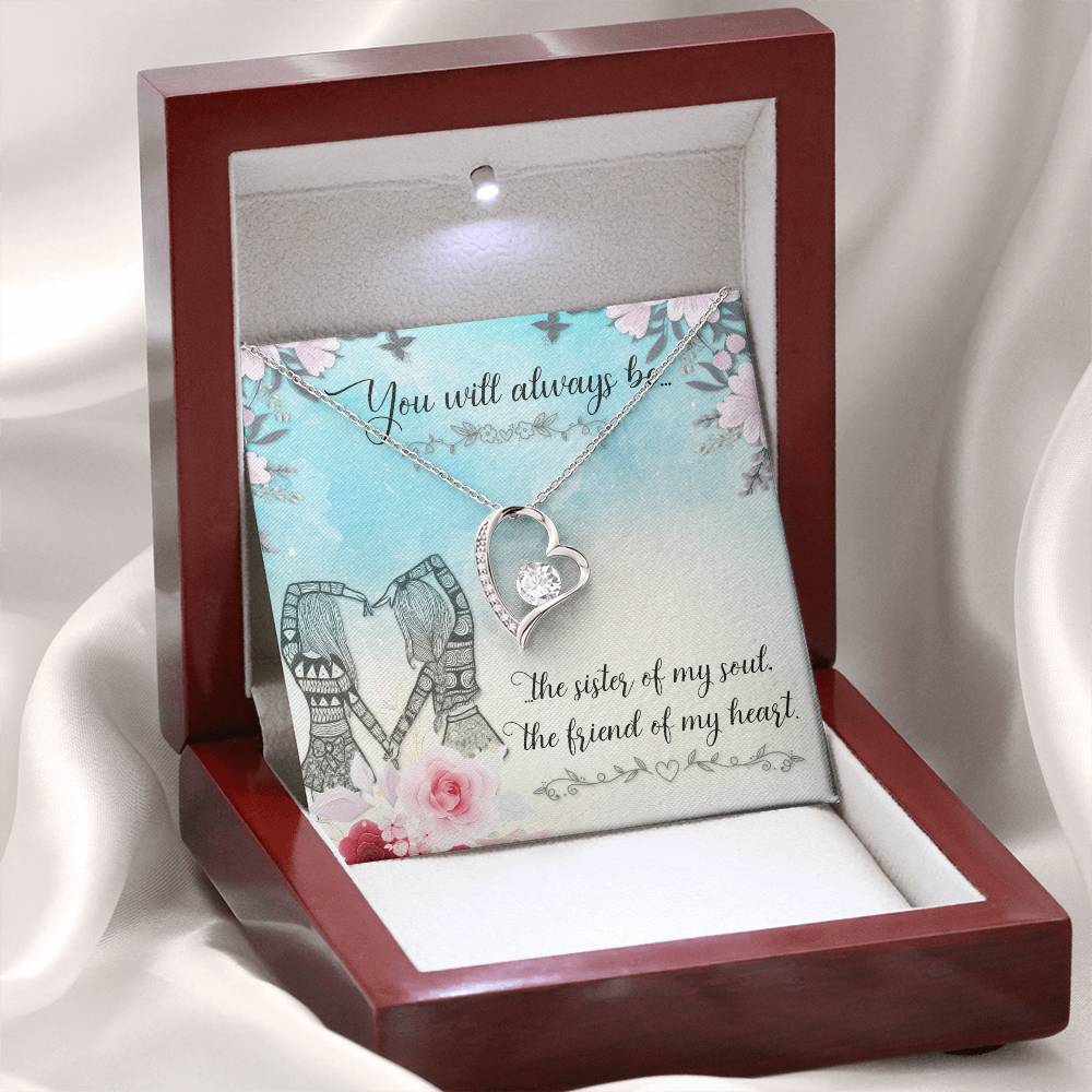 To my Unbiological Sister Best friend Gift. Forever love Heart Necklace 14k White Gold and 18K Yellow Gold, Friendship gifts for Birthday, Christmas