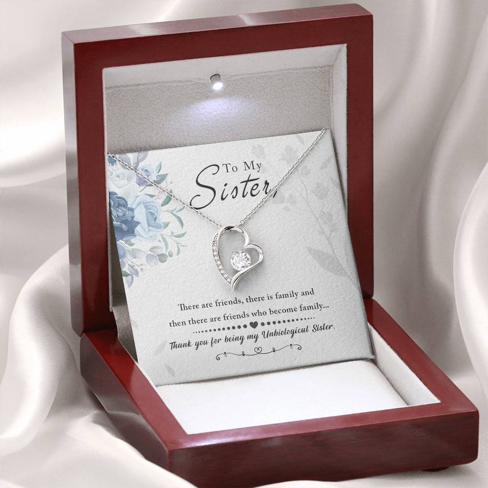 To my Unbiological Sister Best friend Gift. Forever love Heart Necklace 14k White Gold and 18K Yellow Gold, Friendship gifts for Birthday, Christmas
