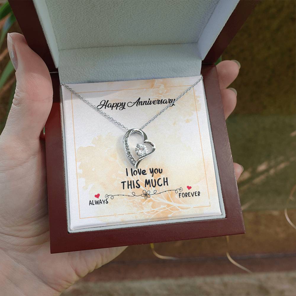 Anniversary gift for Wife, Forever Love Heart Necklace 14K White gold and 18K Yellow Gold gift from husband
