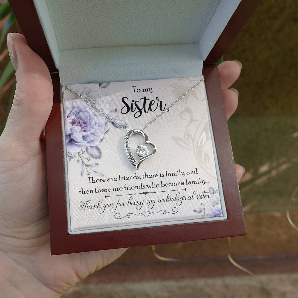 To my Unbiological Sister Best friend Gift. Forever love Heart Necklace 14k White Gold and 18K Yellow Gold, Friendship gifts for Birthday, Christmas