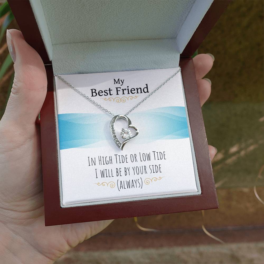 To my Best friend Gift. Forever love Heart Necklace 14k White Gold and 18K Yellow Gold, Friendship gifts for Birthday, Christmas