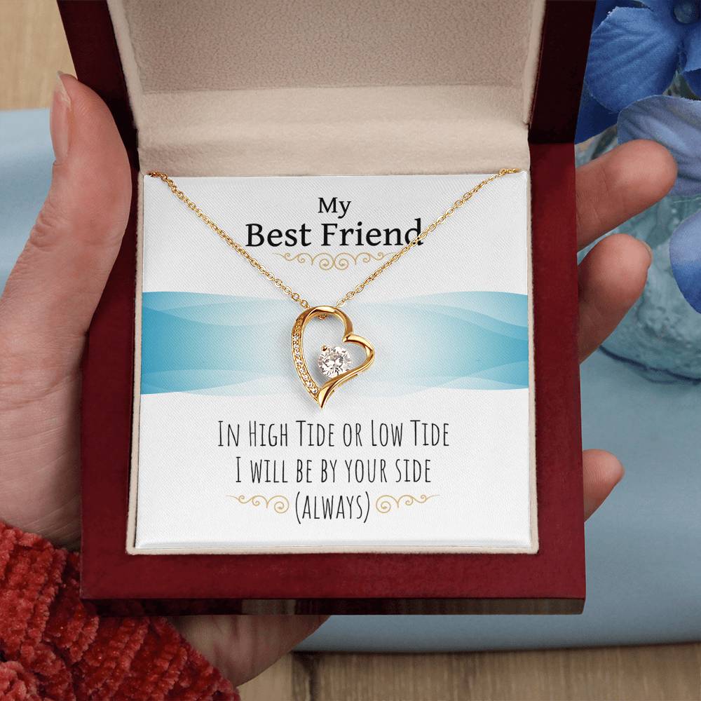 To my Best friend Gift. Forever love Heart Necklace 14k White Gold and 18K Yellow Gold, Friendship gifts for Birthday, Christmas