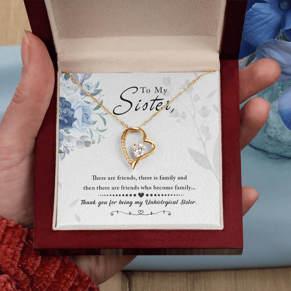 To my Unbiological Sister Best friend Gift. Forever love Heart Necklace 14k White Gold and 18K Yellow Gold, Friendship gifts for Birthday, Christmas