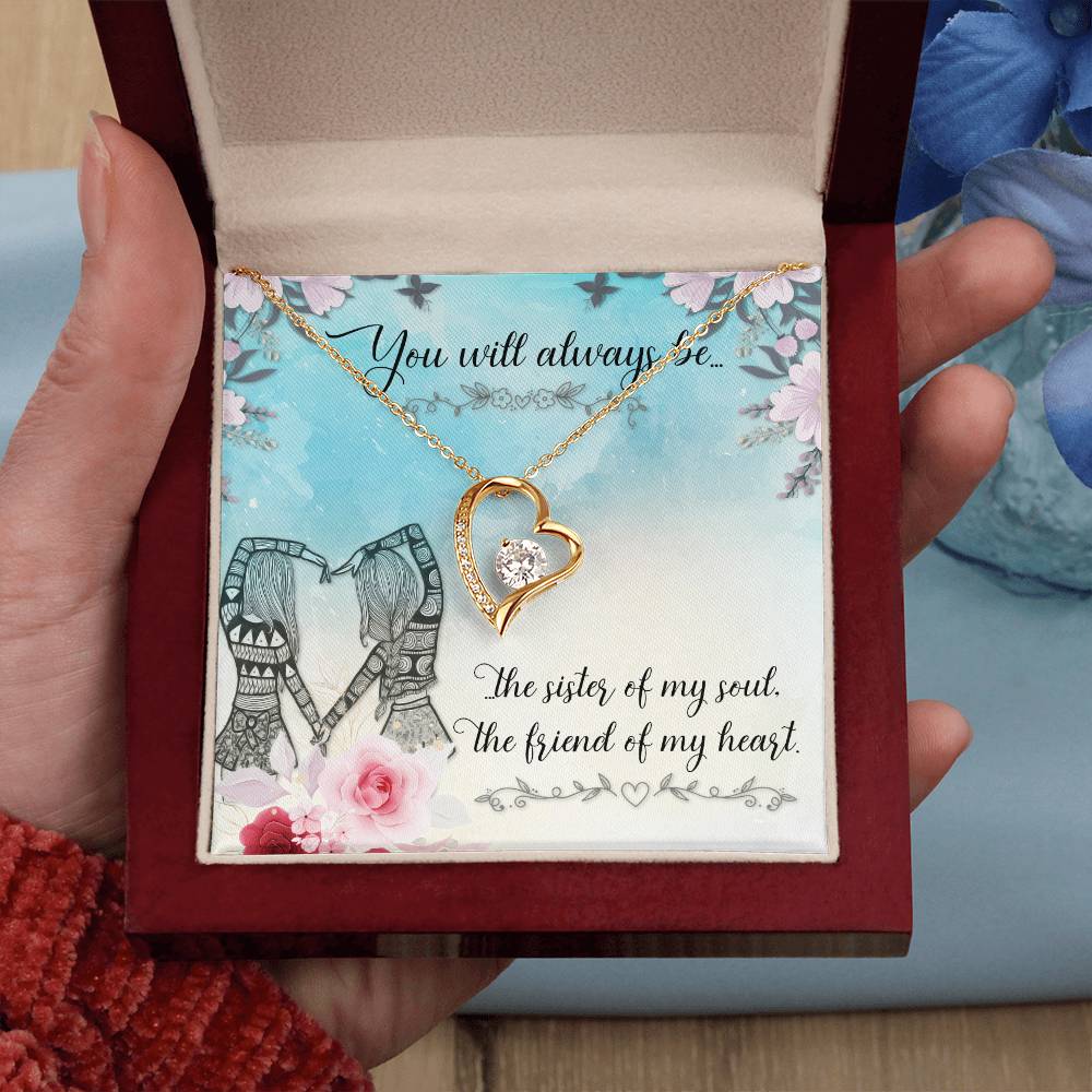 To my Unbiological Sister Best friend Gift. Forever love Heart Necklace 14k White Gold and 18K Yellow Gold, Friendship gifts for Birthday, Christmas