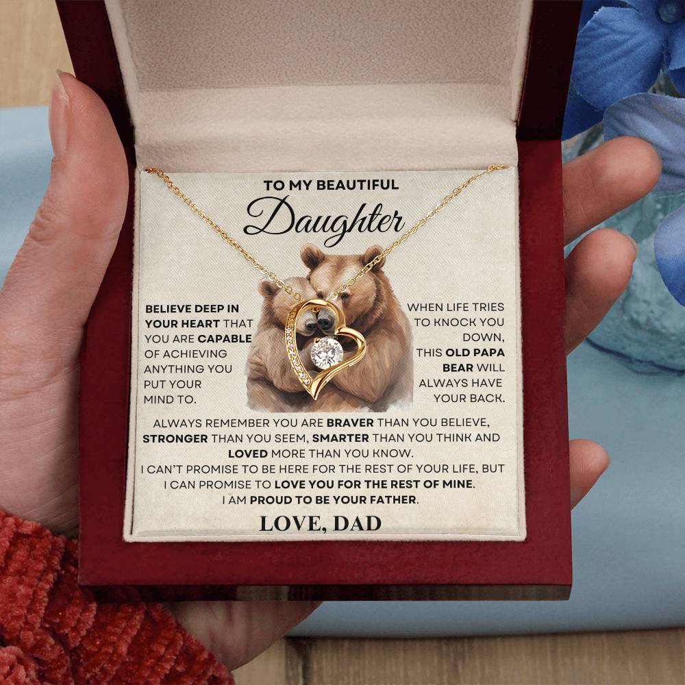 To my Daughter Forever Love Necklace, OLD PAPA BEAR V2